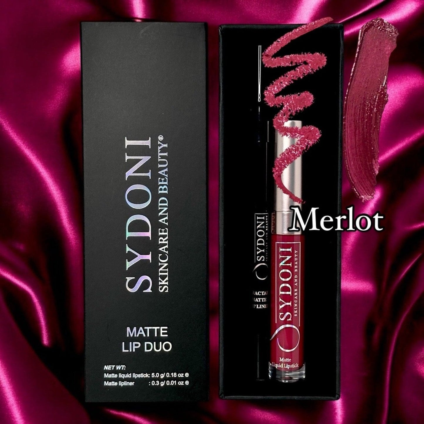 SYDONI MERLOT MATTE LIP DUO – Merlot Matte Liquid Lipstick with Berry Lip Pencil